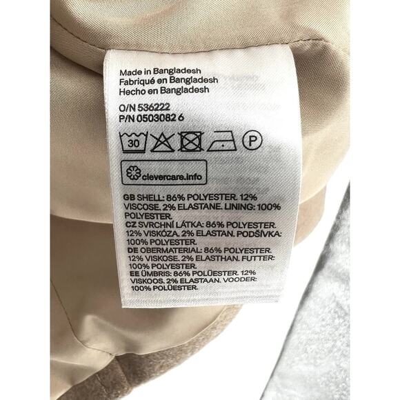 H&M Sz 6 Faux Wool Pea Coat Women’s Lined, Doubled Breasted Beige Career Preppy - Picture 5 of 11